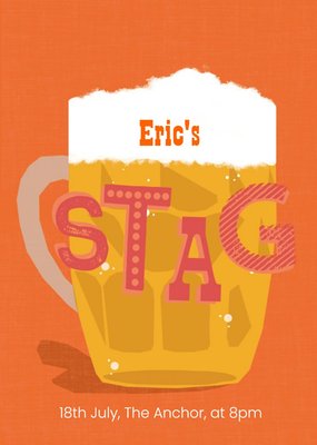 Cartoon Beer Personalised Stag Party Invitation