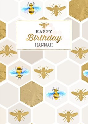 Honeycomb Bees Personalised Birthday Card