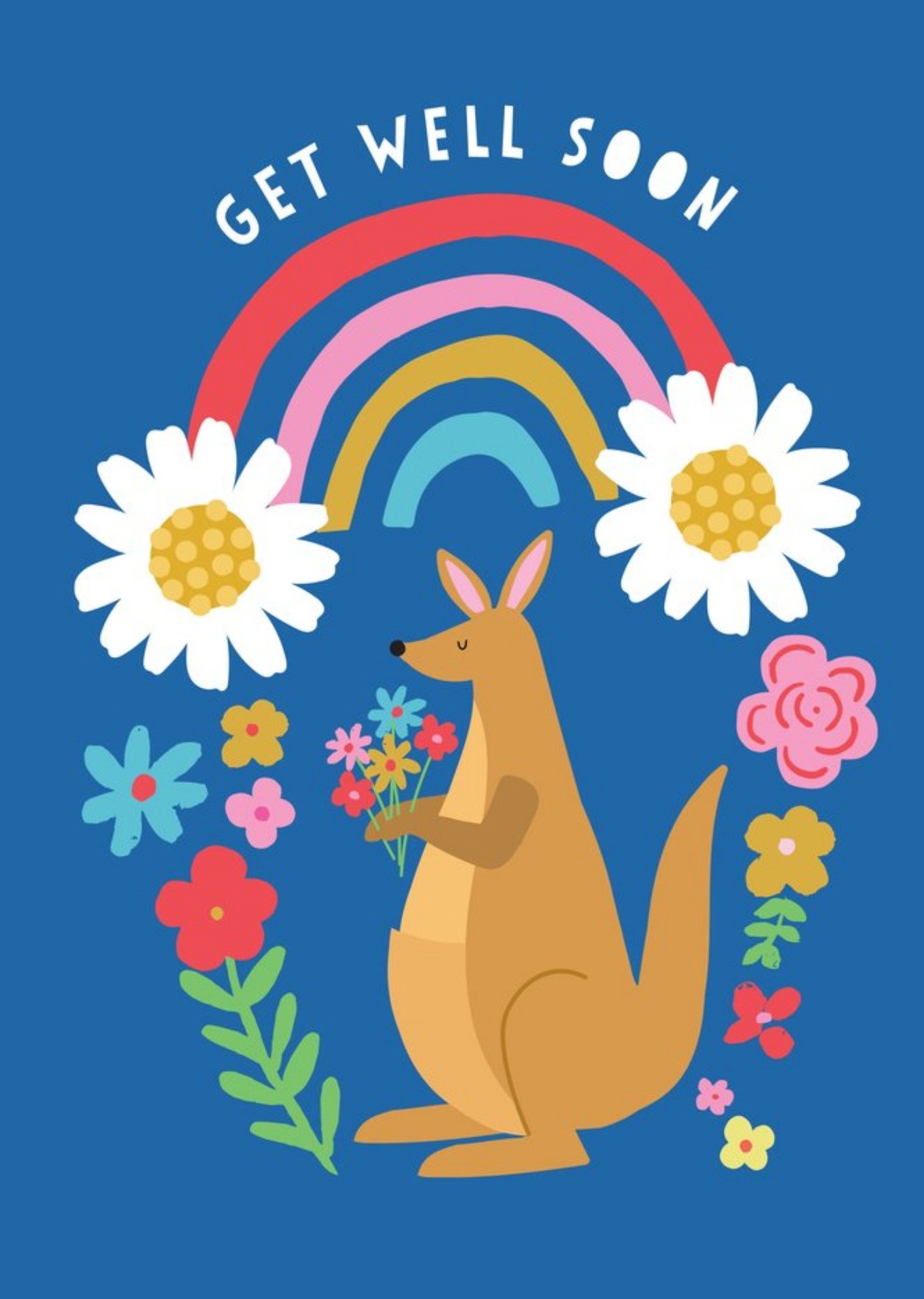 Moonpig Cute Illustrated Rainbow Kangaroo Get Well Soon Card