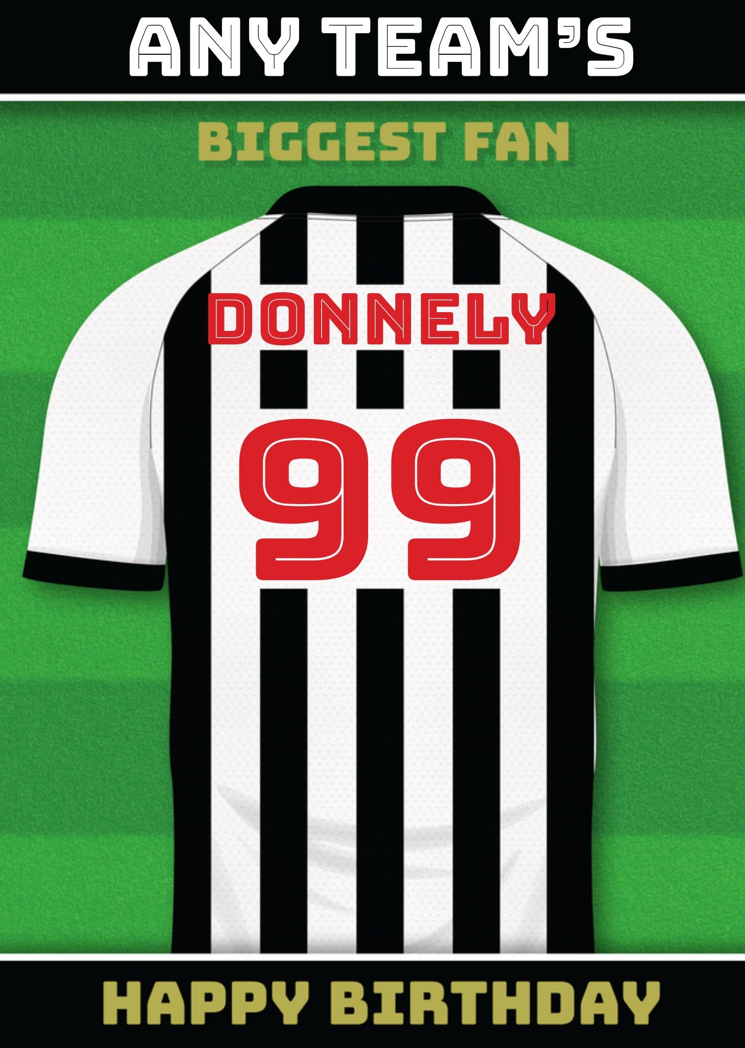 Moonpig Football Legends Name And Number Football Shirt Birthday Card
