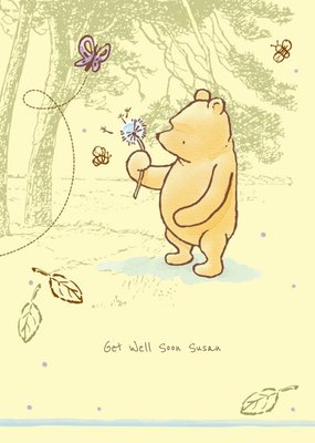 Disney Classic Winnie The Pooh Dandelion Personalised Get Well Soon Card