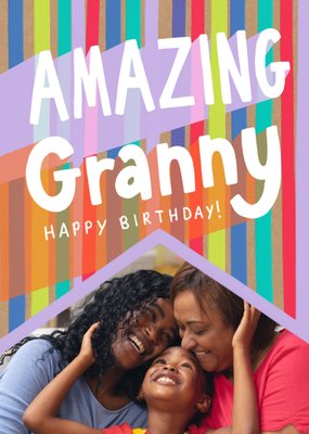 Kaleidoscopic Amazing Granny Photo Upload Birthday Card