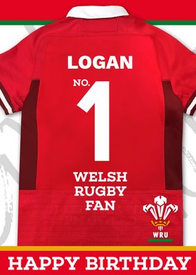 Welsh Rugby Union No.1 Welsh Rugby Fan Jersey Happy Birthday Card