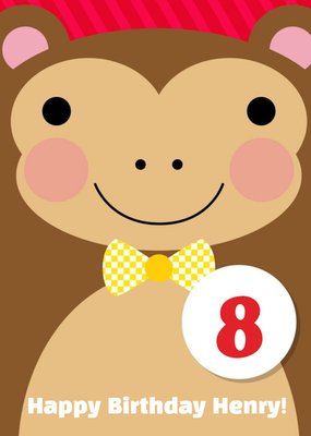 Cheerful Monkey Kids Birthday Card