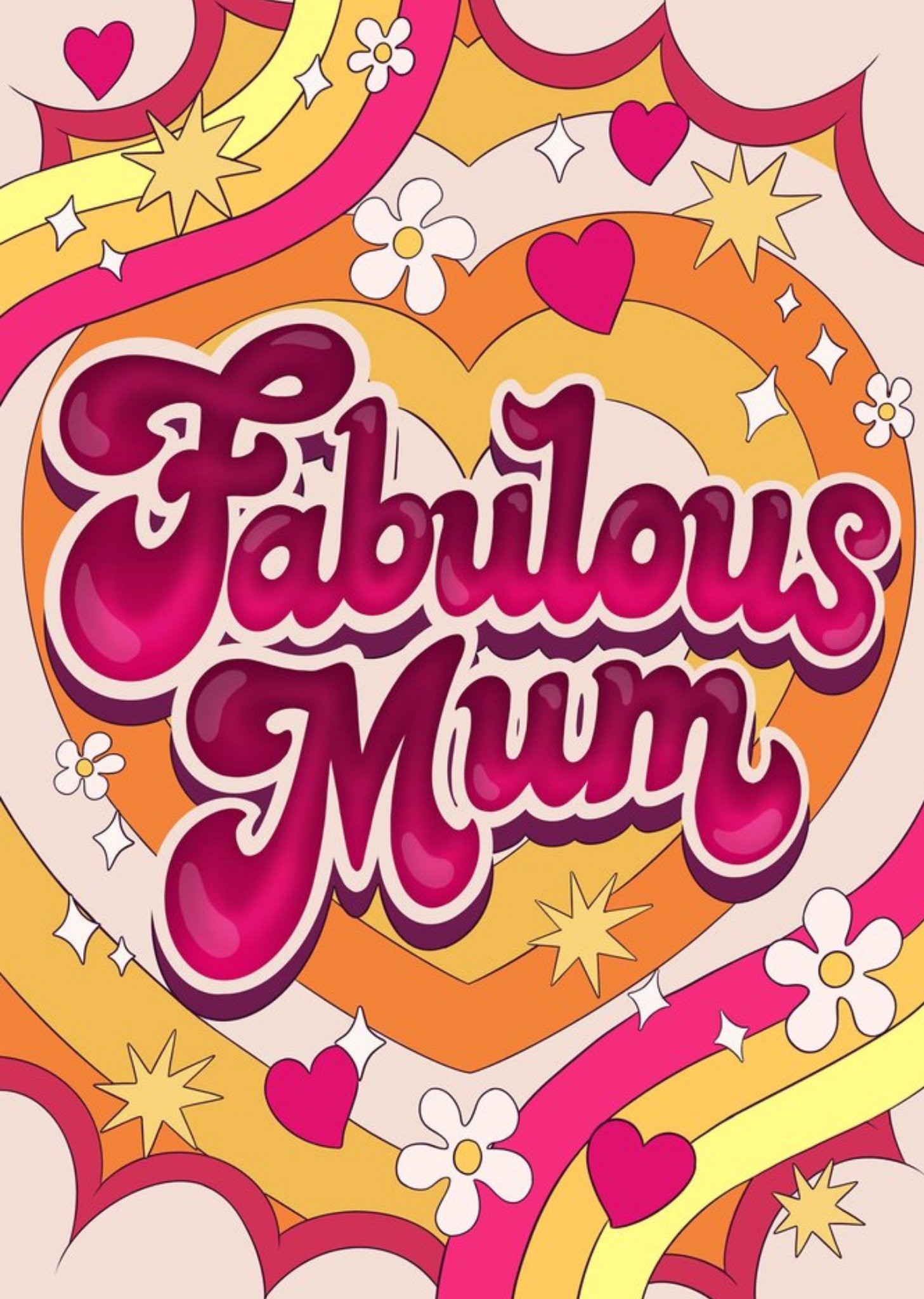 Moonpig Fabulous Mum Retro Typographic Card
