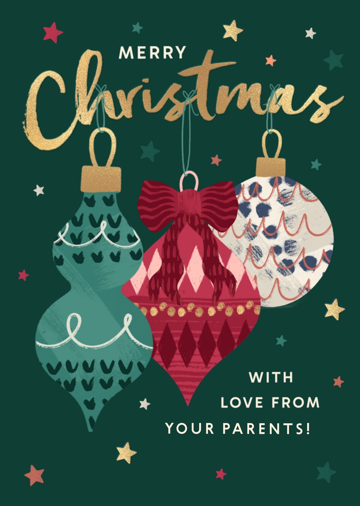 Moonpig Merry Christmas With Love From Your Parents Illustrated Card