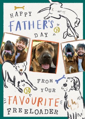 Favourite Freeloader Illustrated Dog Photo Upload Father’s Day Card