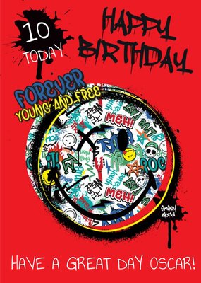 Smiley World Happy Birthday Card Forever Young and Free