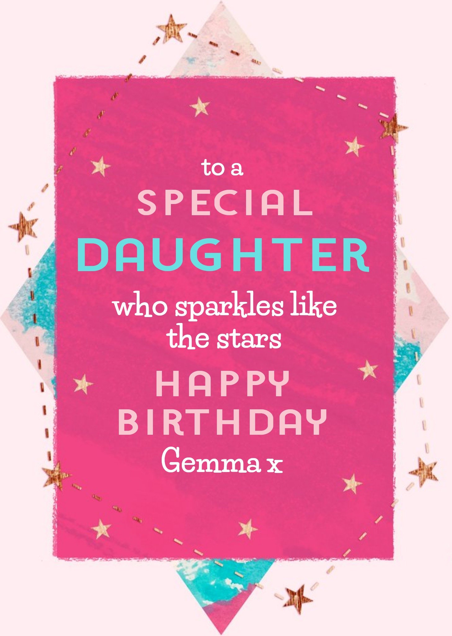 Moonpig Cosmos Pattern With Stars On A Pink Background Daughter's Birthday Card