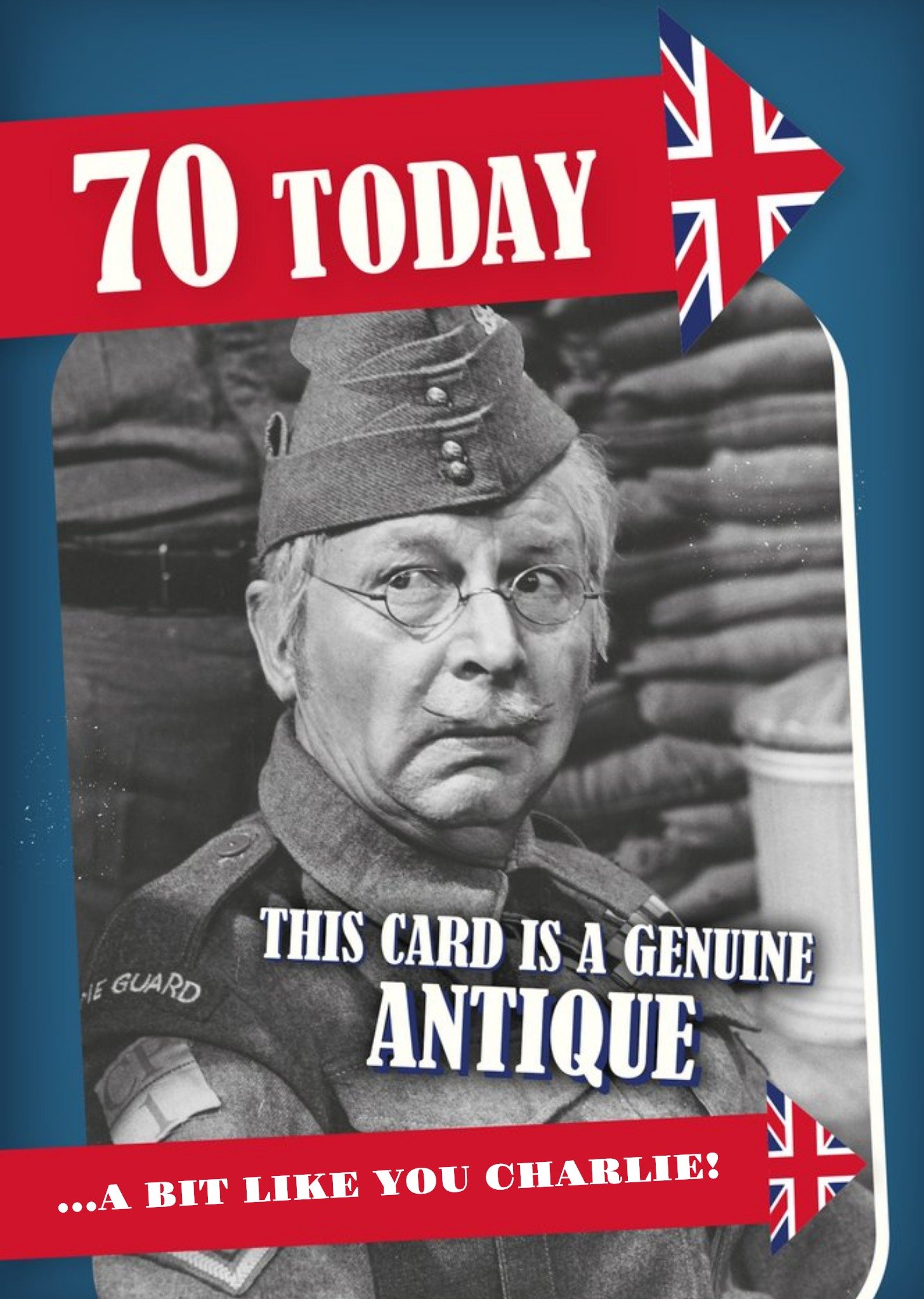 Moonpig Retro Humour Dad's Army 70 Today Genuine Antique Birthday Card