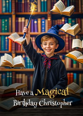 Magical Wizard School Child Face Swap Birthday Card