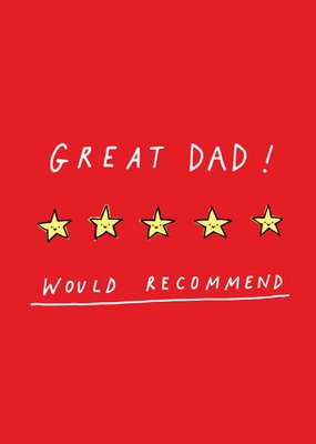 Scribbler Great Dad Five Star Review Funny Typographic Father’s Day Card