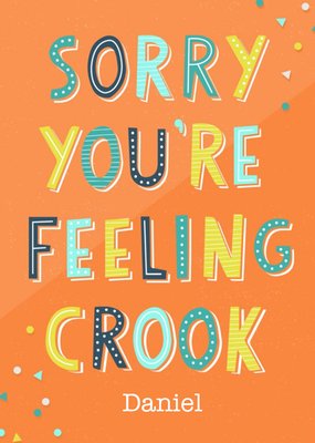 Colourful Typography On An Orange Background Get Well Soon Card