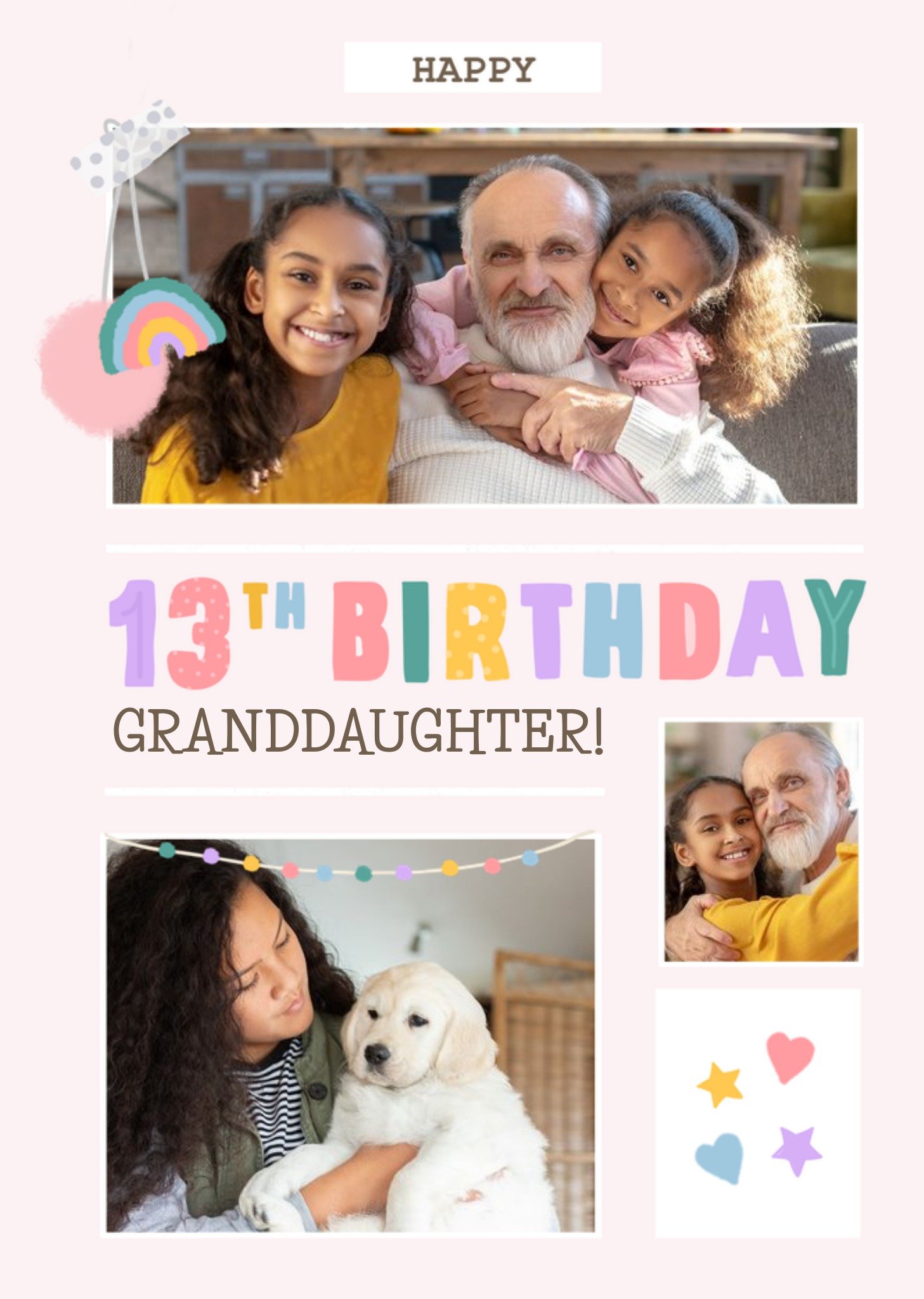Moonpig Picture Frames With Colourful Typography Granddaughter's Thirteenth Photo Upload Birthday Ca