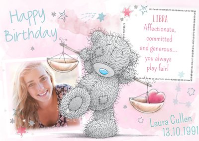 Me To You Tatty Teddy Libra Zodiac Birthday Photo Card