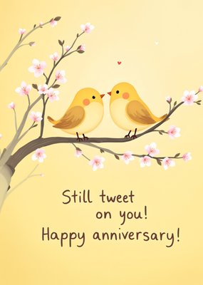Still tweet On You Birds Illustrated Anniversary Card