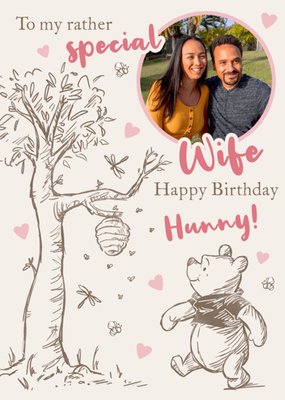 Winnie The Pooh Special Wife Photo Upload Birthday Card