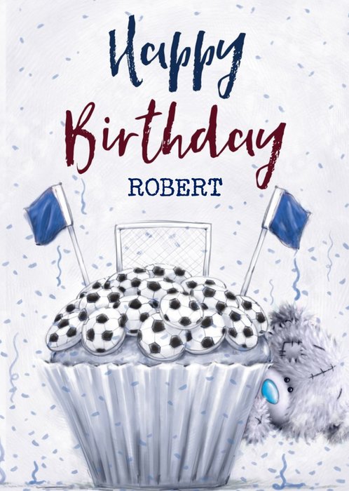 Cute Tatty Teddy Football Cupcake Birthday Card