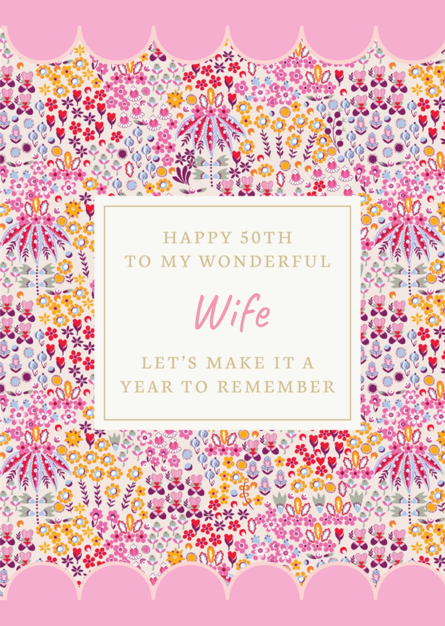 Cath Kidston Happy 50th To My Wonderful Wife Birthday Card