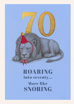 Roaring Into Seventy Illustrated Birthday Card