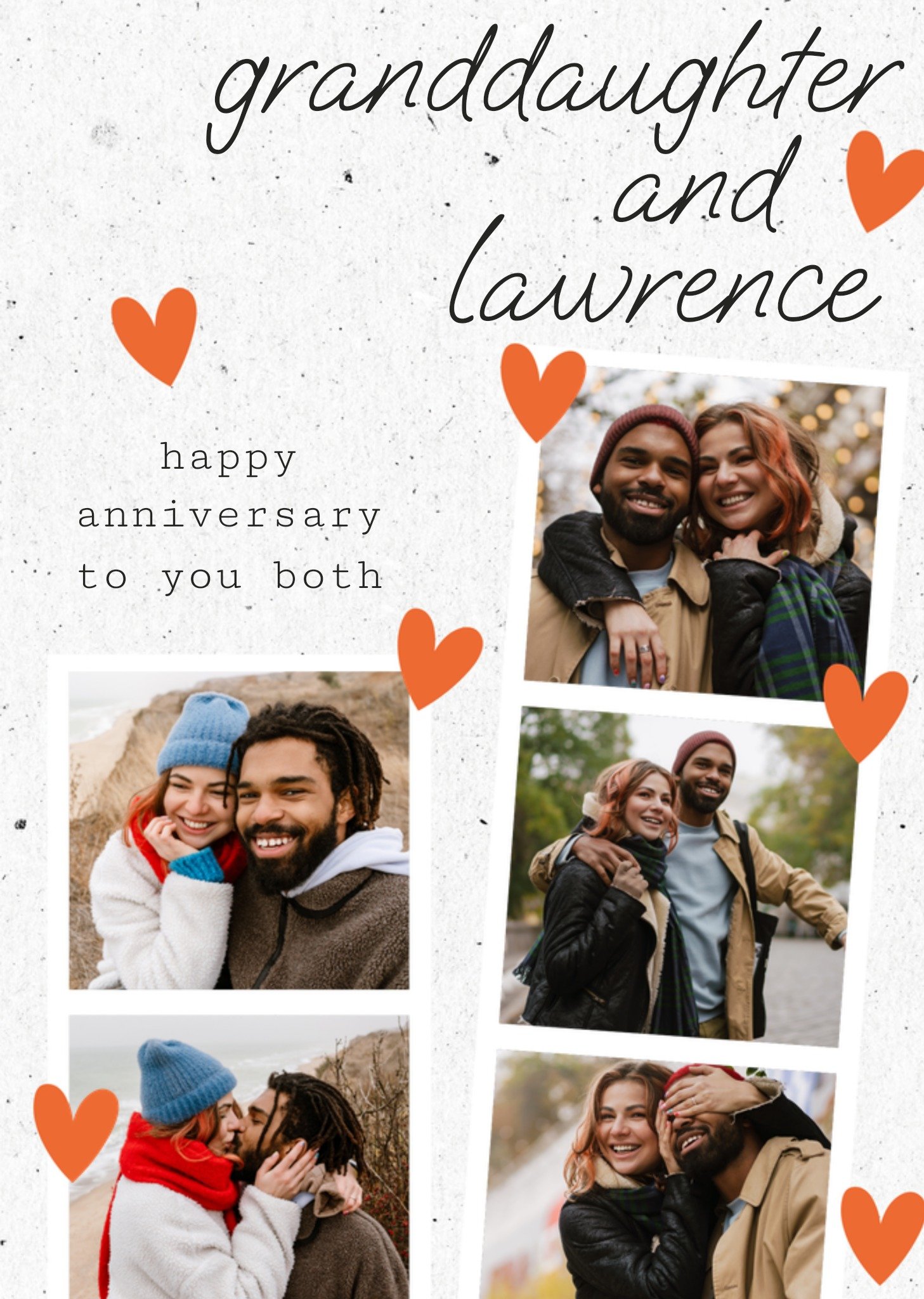 Moonpig Granddaughter And Partner Happy Anniversary Photo Upload Card