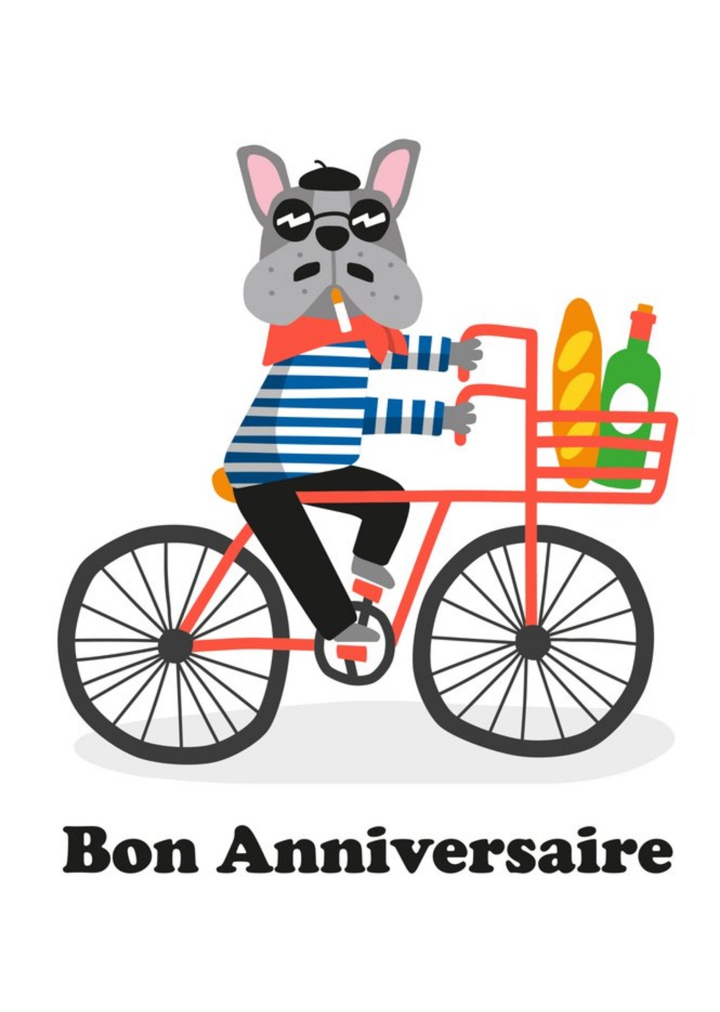 Moonpig Illustration Of A Cool Dog Riding A Bike Birthday Card