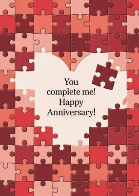 You Complete Me Puzzle Illustrated Anniversary Card