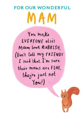 Cute typographic illustrative Squirrel Mam Birthday Card