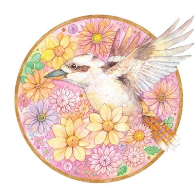 Watercolour By Cat Bird Floral Just A Note Card