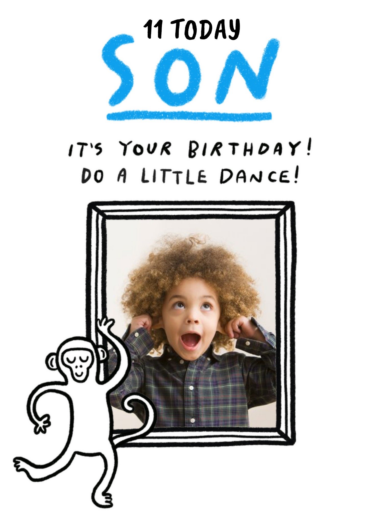 Moonpig Pigment Monkey Photo Upload Son Birthday Card, Large