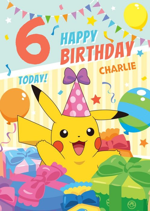 Pokemon Pikachu Fun 6 Today Birthday Card