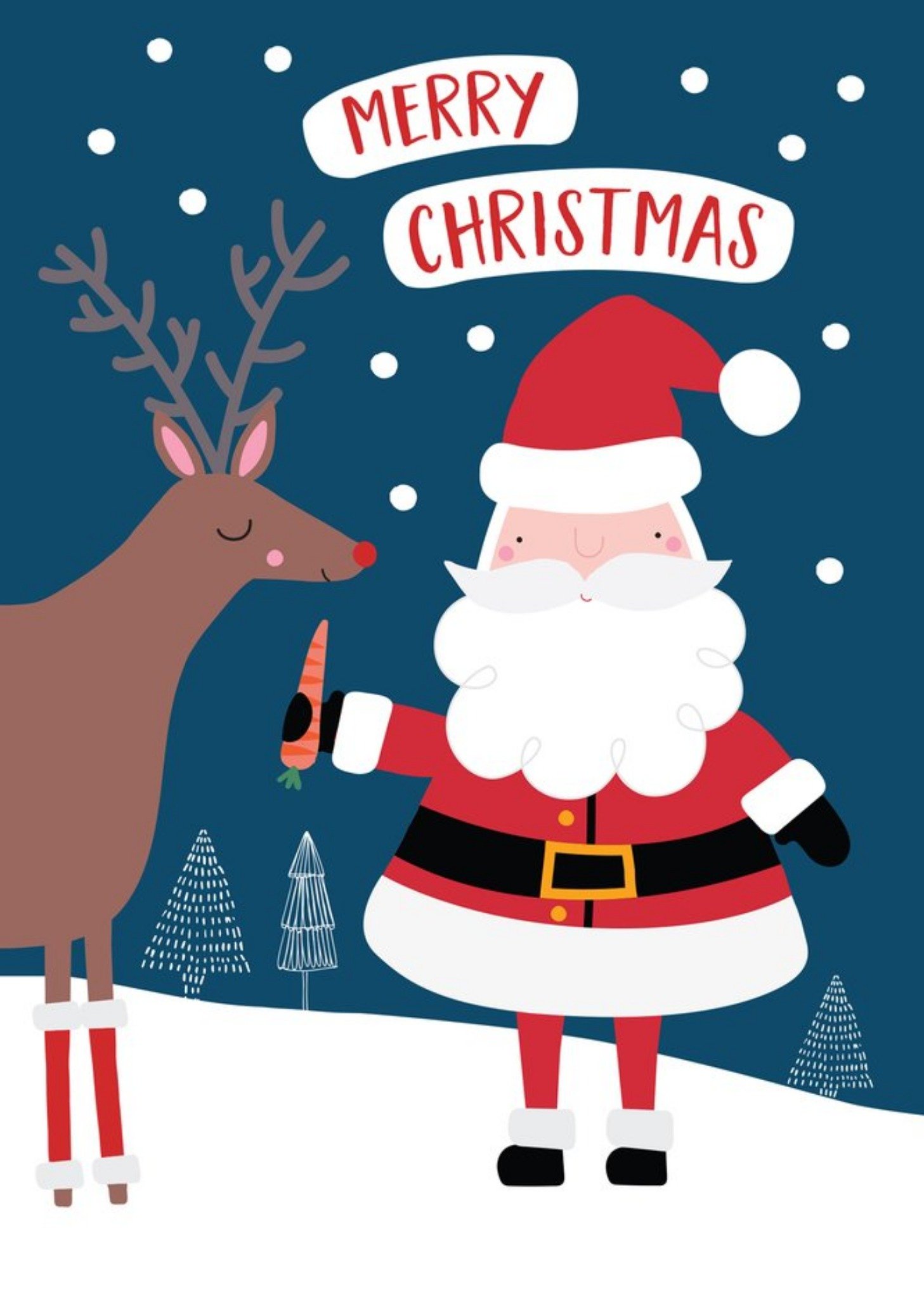 Moonpig Cute Father Christmas And Reindeer Merry Christmas Card