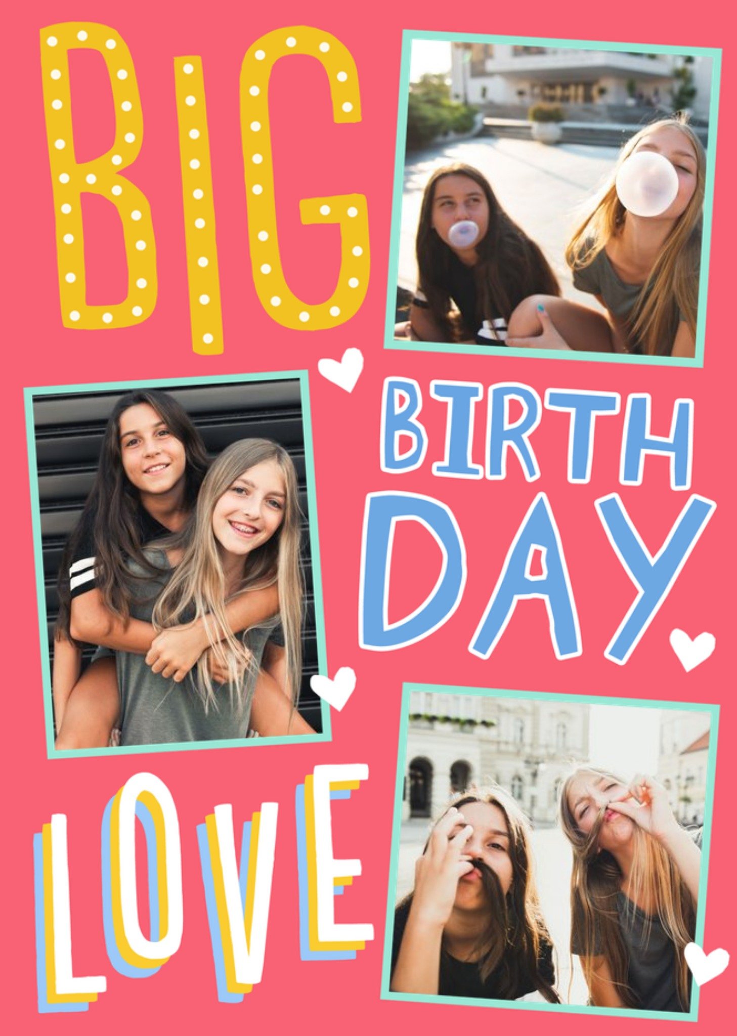 Moonpig Big Bold Type Big Love Heart Birthday Photo Upload Card