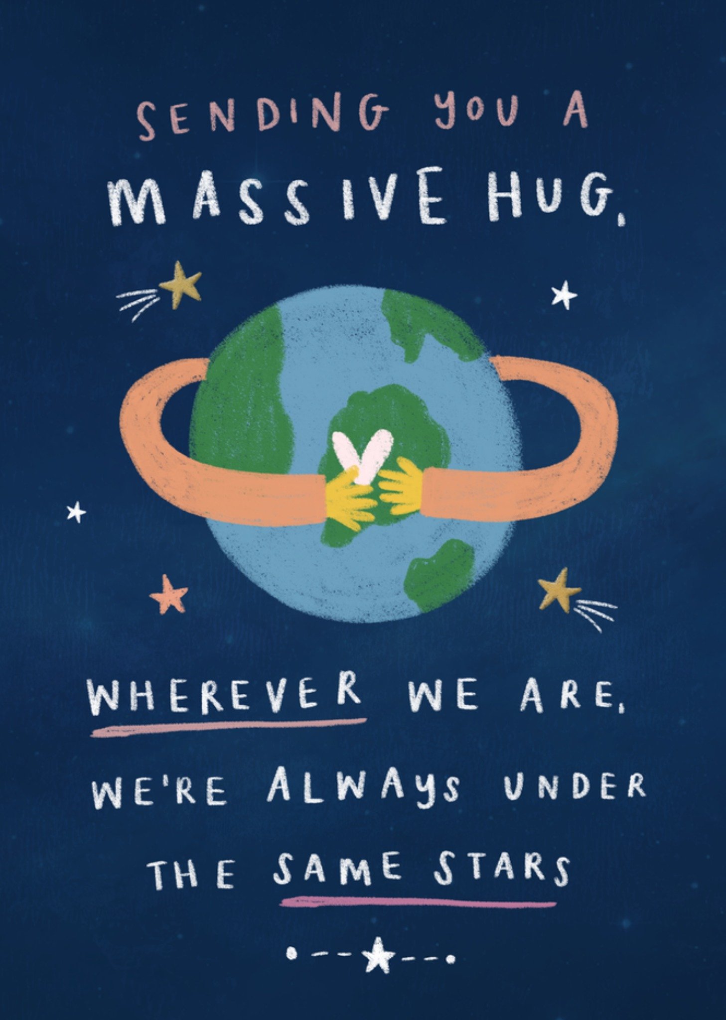 Moonpig Sending You A Massive Hug Illustrated Planet Earth Card