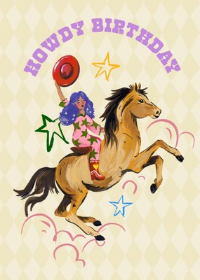 Eleanor Bowmer Illustrated Cowgirl Birthday Card