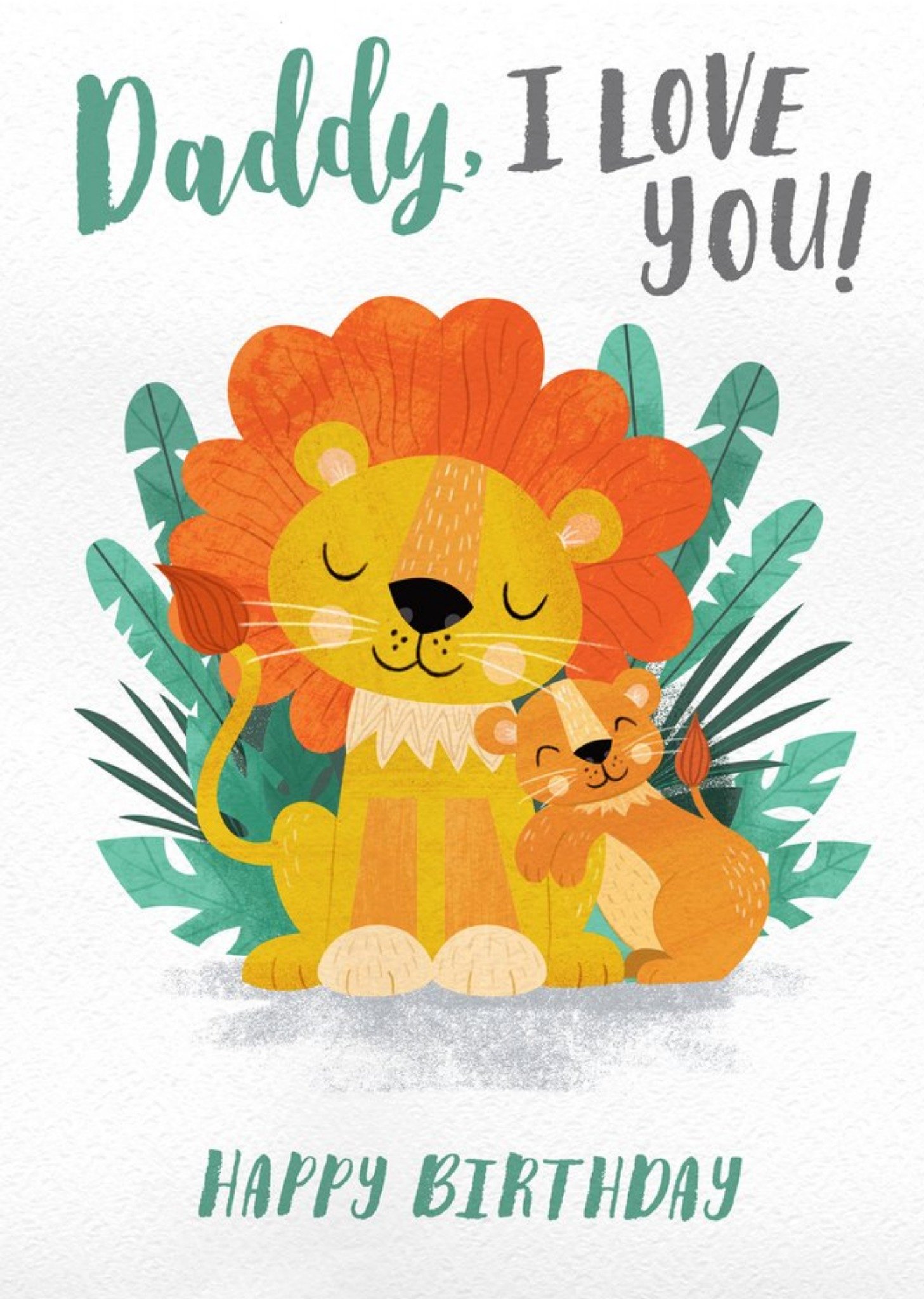 Moonpig Cute Illustration Of A Lion And A Cub Daddy's Birthday Card