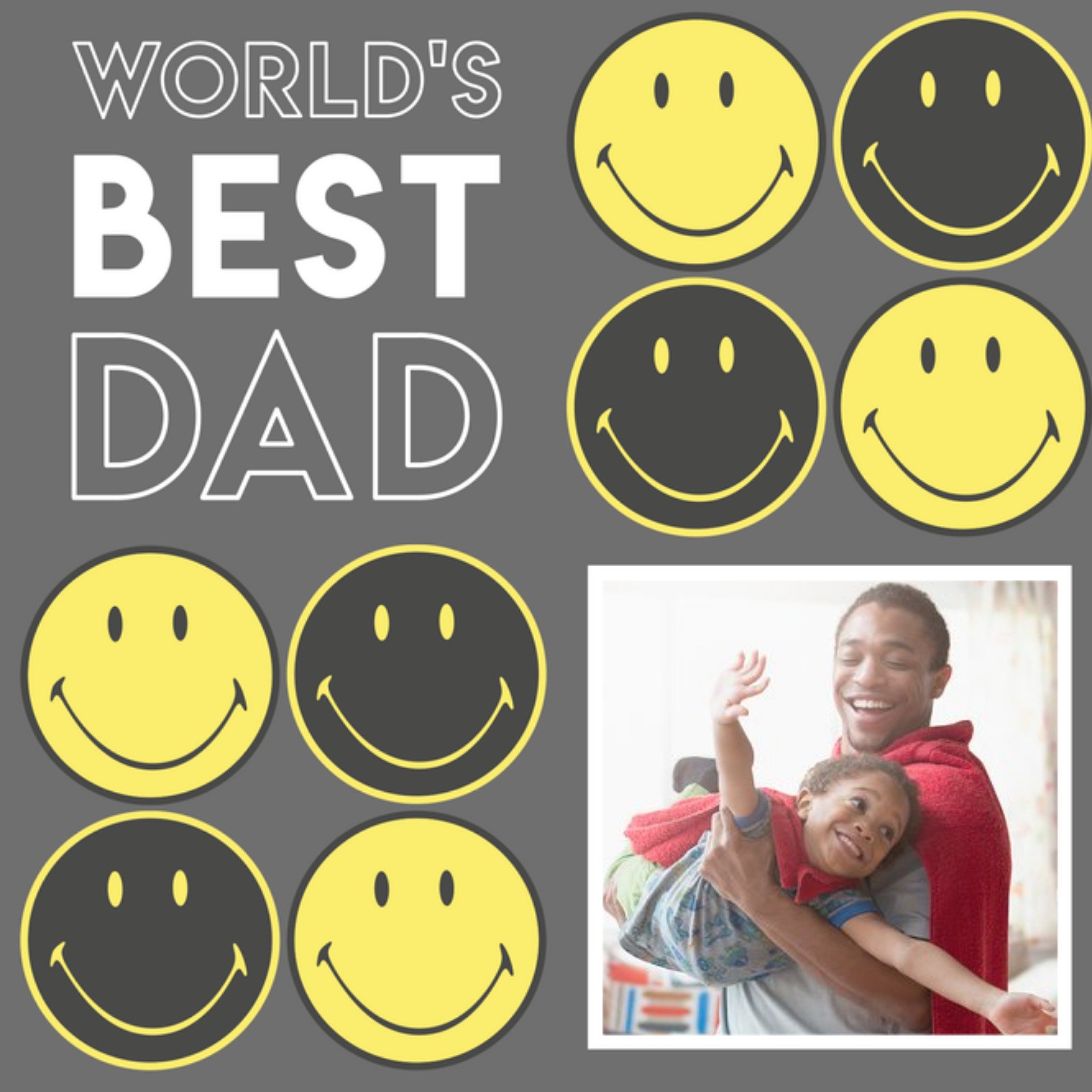 Moonpig Smiley World, World's Best Dad Photo Upload Father's Day Card
