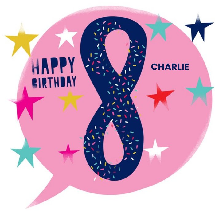 Large 8 Sprinkles And Stars Birthday Card