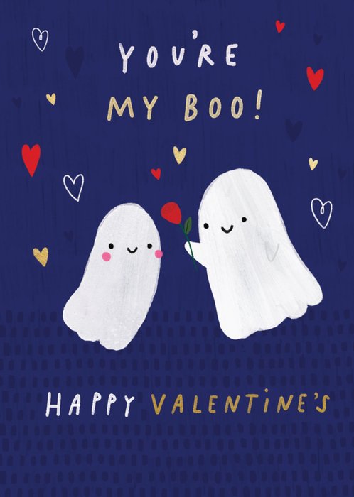 My Boo Ghost Illustrated Valentines Day Card