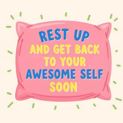 Rest Up Pillow Typography Illustrated Get Well Card