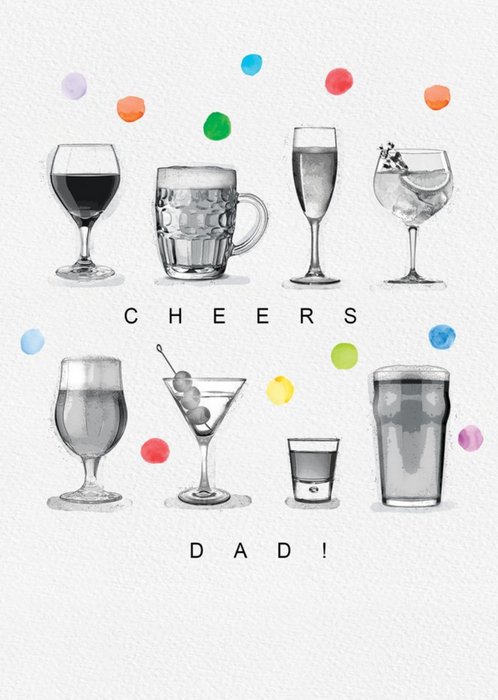 Cheers Dad Beer Wine Polka Dots Card