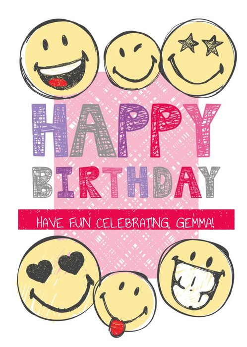 Smiley World Stickers Birthday Card