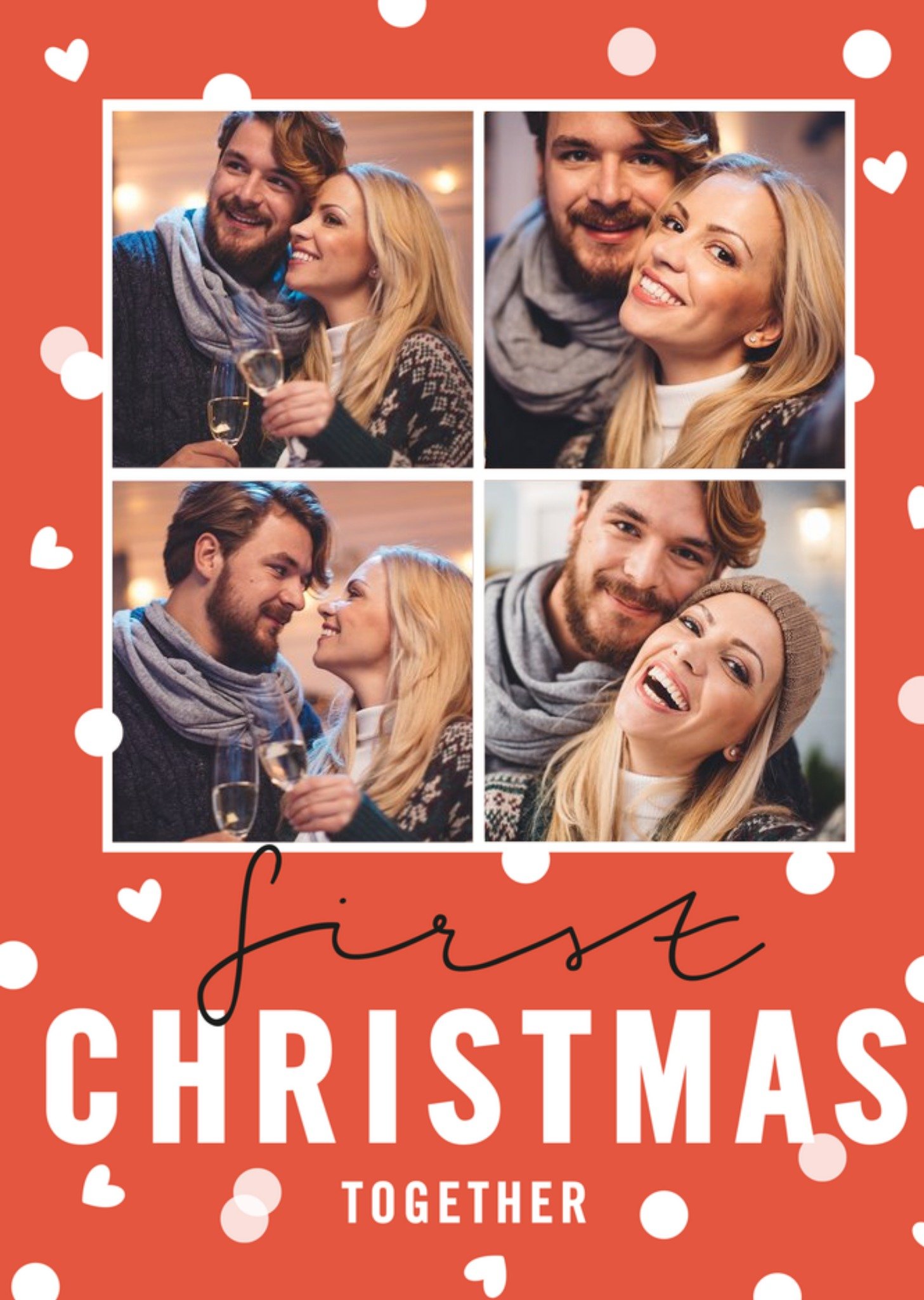 Moonpig First Christmas Together Polka Dot Snow Photo Upload Card