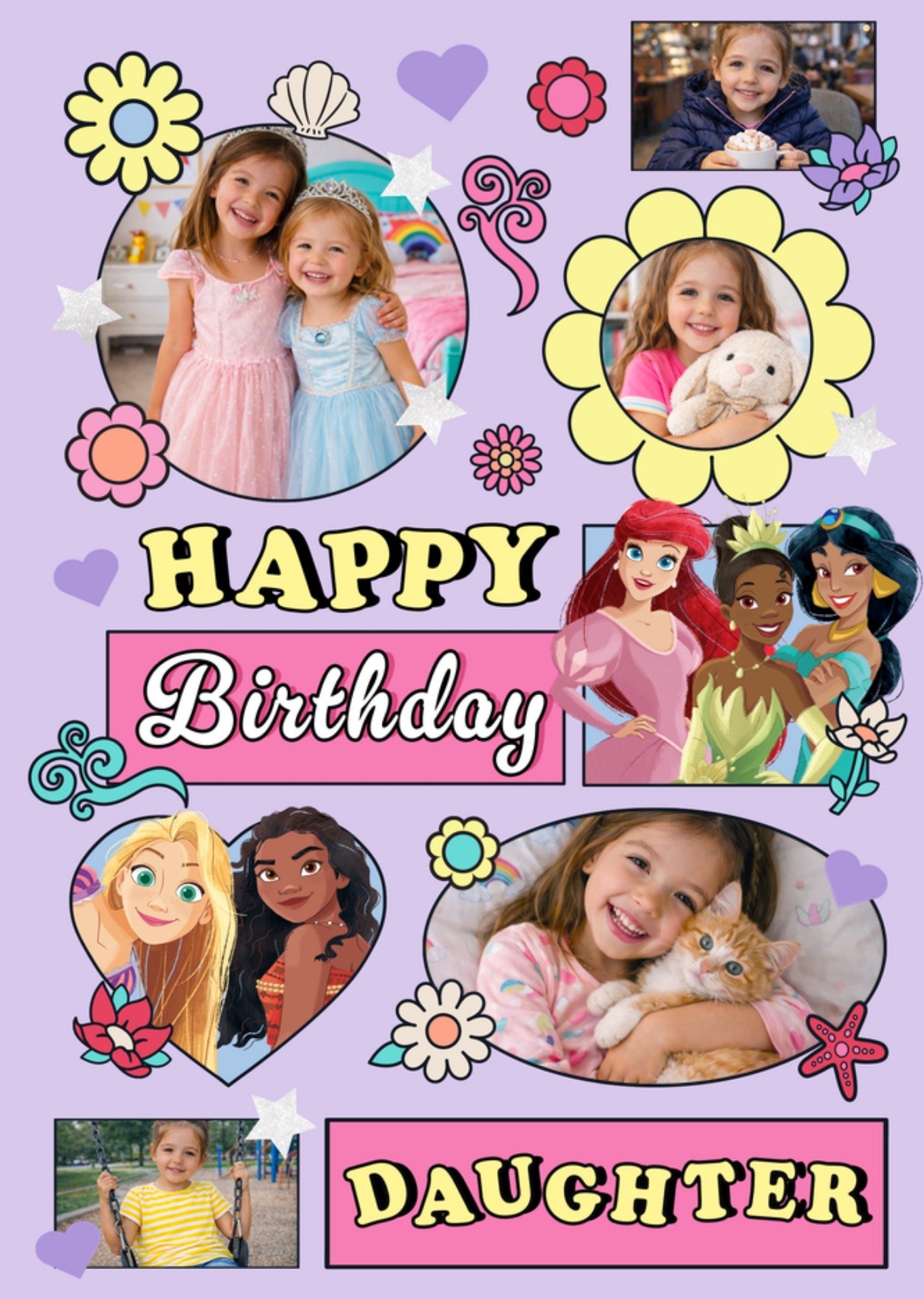 Disney Princess Happy Birthday Daughter Photo Upload Card