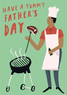 Illustration Of A Man Cooking Meat On A Barbeque Father's Day Card