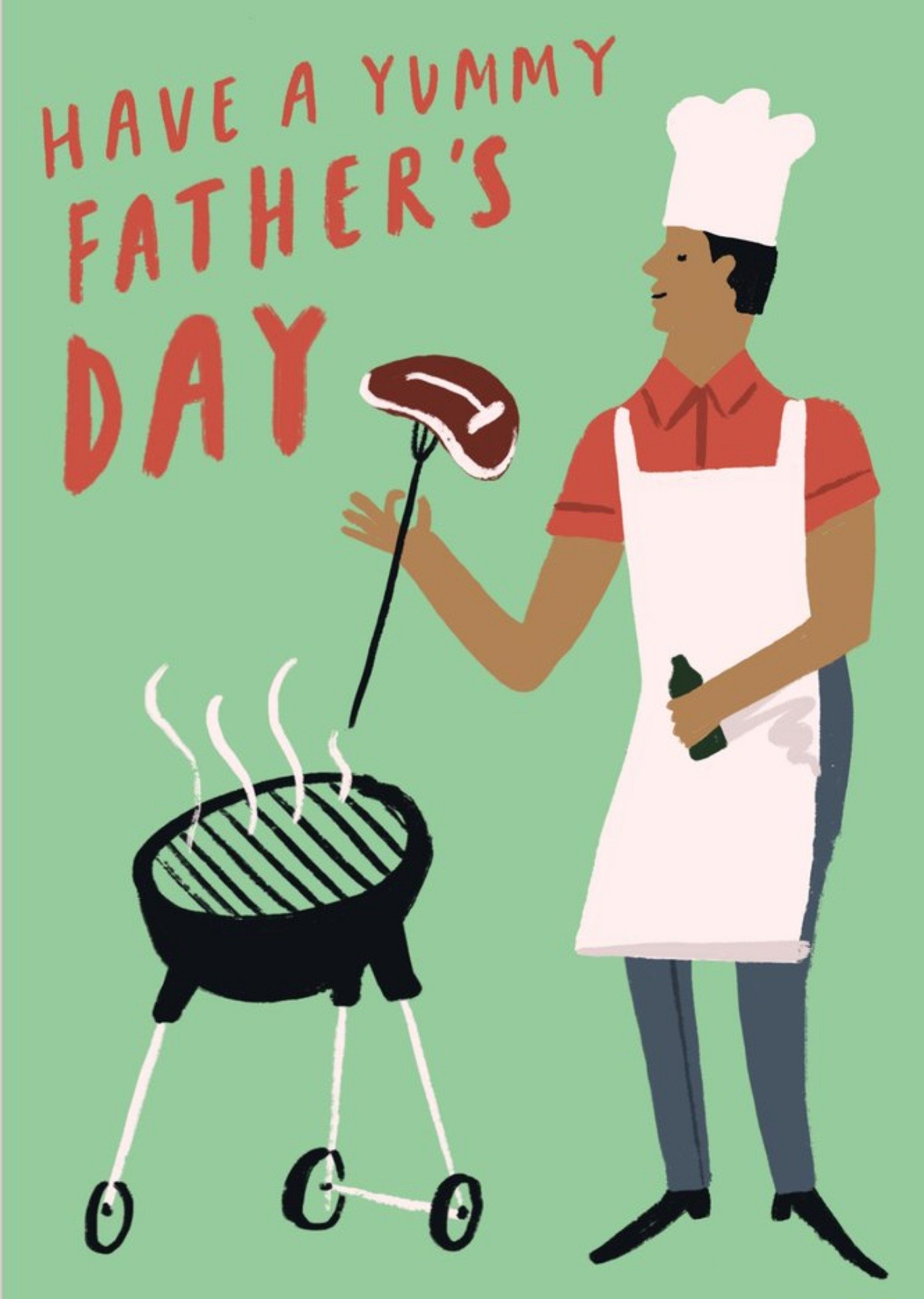 Moonpig Illustration Of A Man Cooking Meat On A Barbeque Father's Day Card