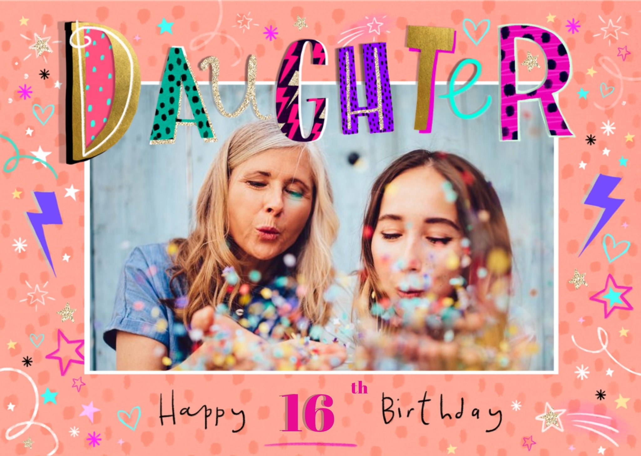 Moonpig Spots And Stars Daughter Happy Birthday Photo Upload Birthday Card