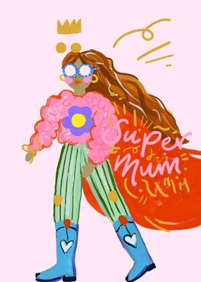 Eleanor Bowmer Super Mum Hand Painted Mother's Day Card