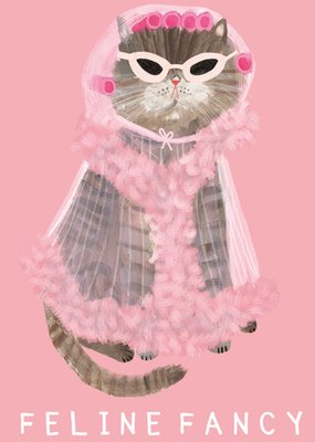 Cat Illustrated Feline Fancy Birthday Card