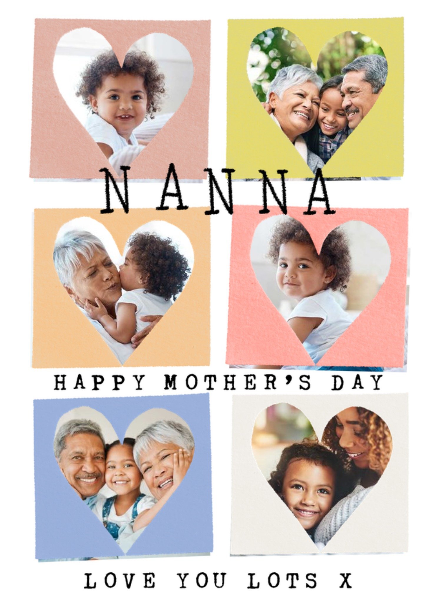 Moonpig Six Heart Shaped Photo Frames Nanna's Photo Upload Mother's Day Card